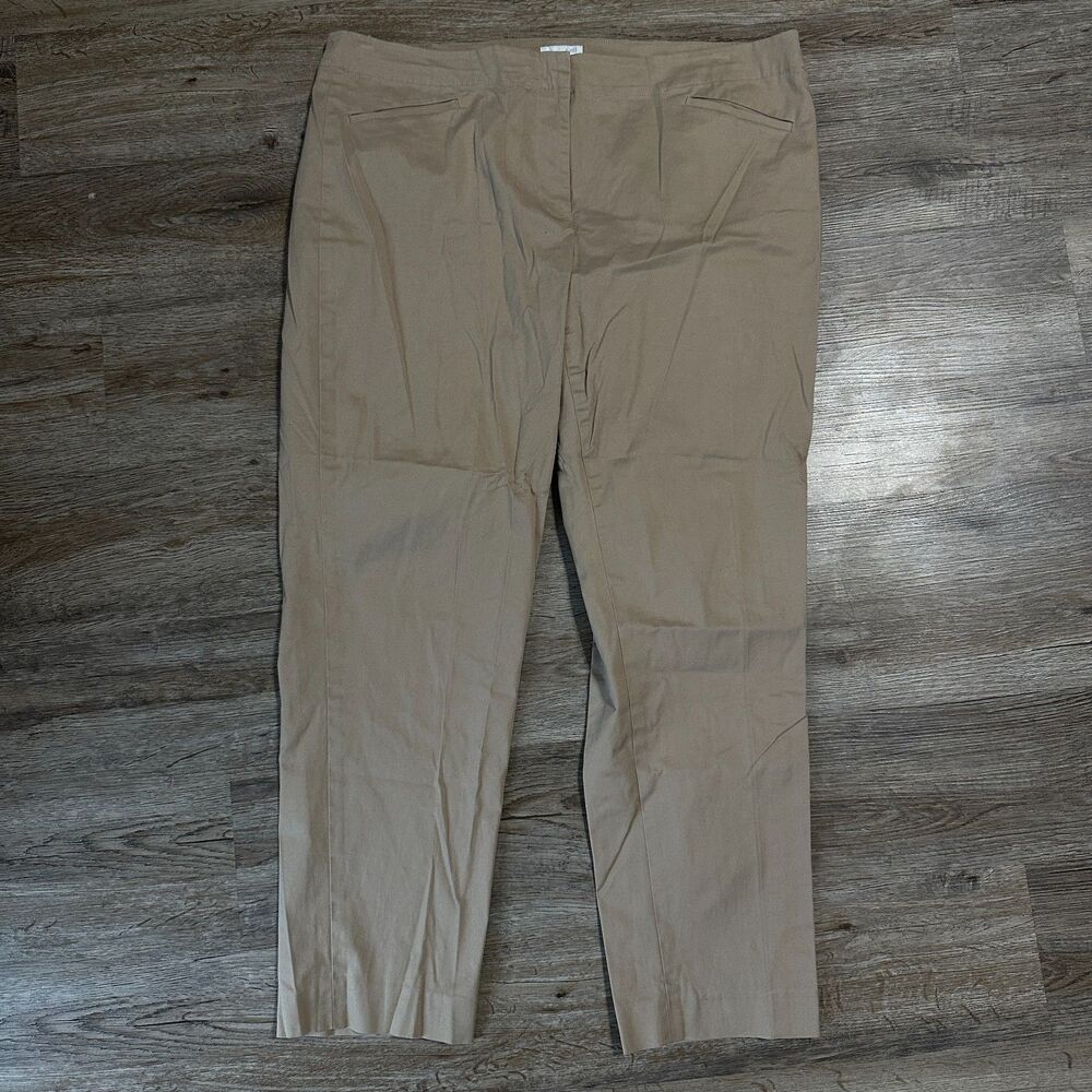 J. Jill Womens 14 Dress Pants Trousers Tan Straight Slim Leg Crop Slacks
